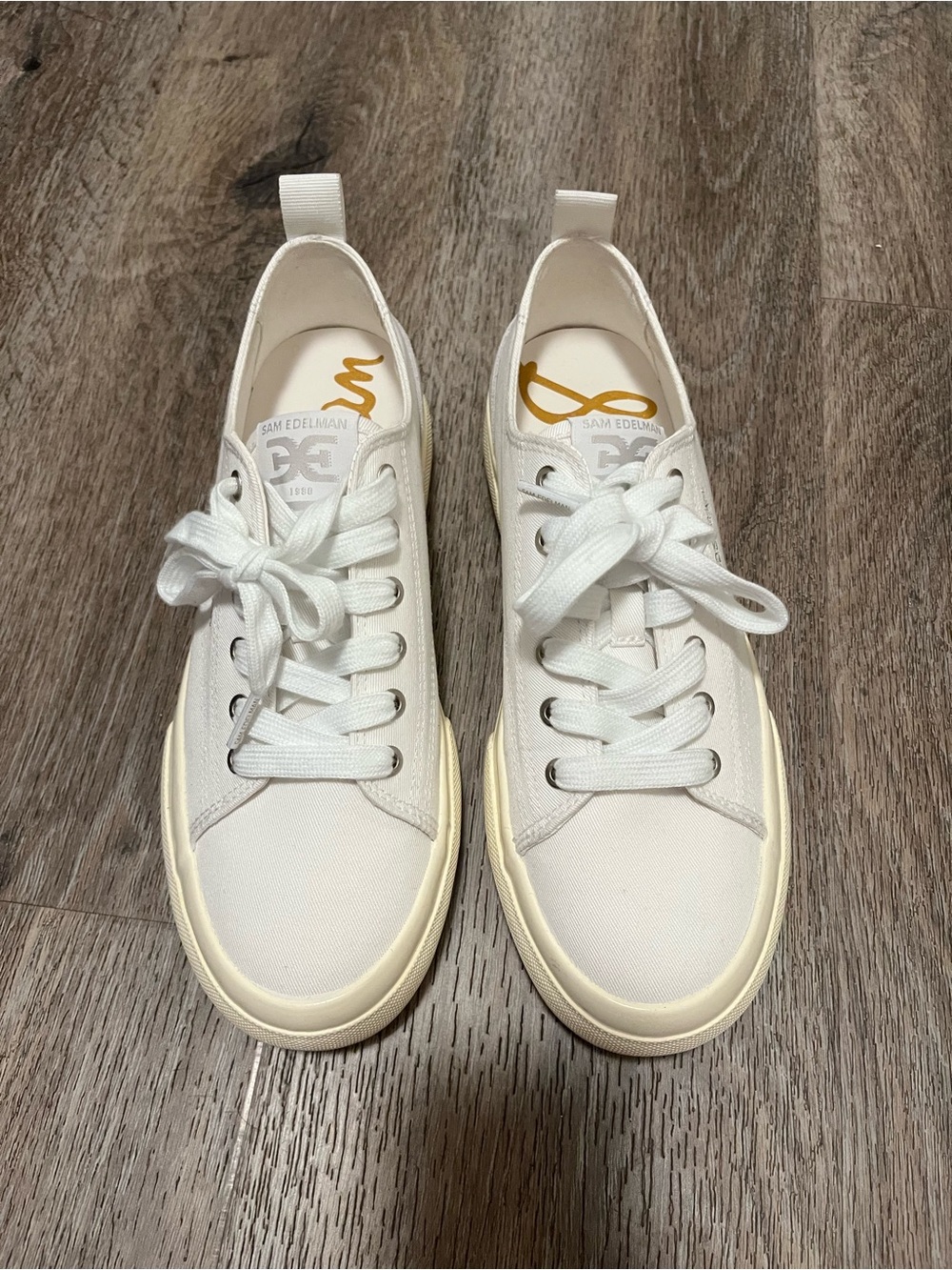 Sam Edelman White Canvas Sneakers
